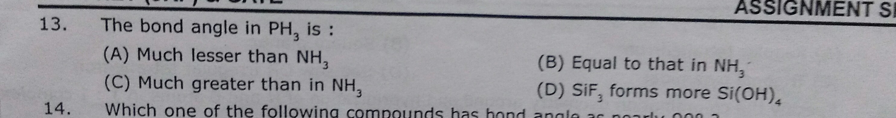 Question image for the bond angle in ph3 is 1-much lesser than nh3 2
